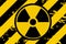 Vector illustration of a grunge biohazard warning sign. Infected specimen, yellow and black hazard symbol with scuffs