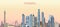 Vector illustration of Guangzhou city skyline at sunrise