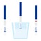 Vector illustration guide how to use pregnancy test - negative HCG pregnancy test strips in jar of urine .