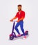 Vector illustration guy using kick scooter