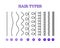 Vector Illustration of a Hair Types chart displaying all types and labeled.