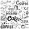 Vector illustration hand drawn coffee to go, cups, mugs, beans a