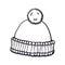 Vector illustration. Hand drawn doodle of winter hat with pompon
