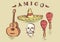 Vector illustration of hand drawn Mexican objects set