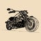 Vector illustration of hand drawn motorcycle. Detailed sketched classic chopper in ink style for biker club sign etc.