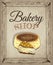 Vector illustration of hand drawn sketch poster of Bakery shop with cake. Cheesecake, dessert, sweet, food, lemon .