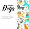 Vector illustration with hand drawn sketch style cute doggies