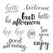 Vector illustration - hand lettering catchwords (hello, good morning, good afternoon, hi, see you enjoy, bye-bye). Perfect for in