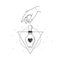 Vector illustration of hand and mystic love potion. Line art style. Love boho symbol. Feminine gesture