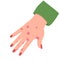 Vector illustration of a hand with spots of eczema or contact dermatitis