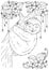 Vector illustration of handmade work, zentangl the sloth on a tree. Doodle drawing. Coloring page Anti stress for adults