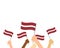 Vector illustration of hands holding Latvia flags