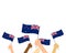 Vector illustration of hands holding New Zealand flags