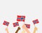 Vector illustration of hands holding Norway flags