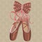 Vector illustration hanging pink ballet pointe.