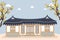 Vector illustration of hanok, korean traditional house