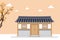 Vector illustration of hanok, korean traditional house