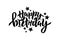 Vector illustration of Happy Birthday inscription for party, anniversary. Lettering for greeting card, event decor.