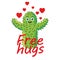 Vector illustration of happy cactus in love demanding affection