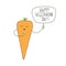 Vector illustration of happy carrot holding in the hands sign with the phrase Happy vegetarian day