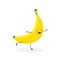 Vector illustration of happy cartoon banana rollerblading