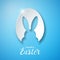 Vector Illustration of Happy Easter Holiday with Rabbit Ears in Cutting Egg and Typography Letter on Blue Background