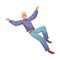 Vector illustration of happy energetic man flying, floating in air. Free flight of carefree employee in fantasies