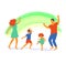 Vector illustration of happy family dancing, flat design