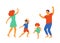 Vector illustration of happy family dancing, flat design