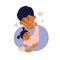 Vector illustration of happy fatherhood with young father carrying daughter