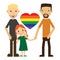 Vector Illustration of Happy Gay Couple with a child. Isolated on white background.