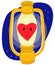 Vector illustration of happy, glowing, animated, abstract heart that is in a vintage lamp.