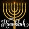 Vector illustration of happy Hanukkah gold greeting card