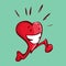 Vector illustration of a happy heart running doing some cardio w