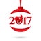 Vector illustration of Happy New Year 2017 with red rooster, ball