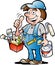 Vector illustration of an happy Painter Handyman