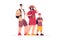 Vector illustration of a happy traveling tourist family