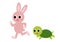 Vector Illustration of the hare and the tortoise. Fairy fable tale characters. Rabbit and turtle racing.