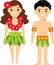 Vector illustration of hawaiian male and female