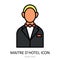 Vector illustration with head waiter - maitre d`hotel. Outline icon