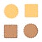 Vector Illustration. Health cracker. Chocolate cracker.  Isolated cookie: circle, square. Icon for design product shop, poster in