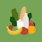 Vector illustration of healthy organic food, habits eating, fresh health diet
