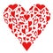 Vector illustration of a heart consisting of many small red hearts. The theme of love, online dating and Valentine`s day.