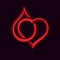 Vector illustration of heart shape and drops of blood.