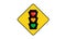 Vector illustration heart shaped traffic light on square traffic sign on white background.