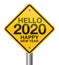 Vector illustration of hello 2020 happy new year road sign