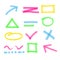 Vector illustration of highlighter marker design elements. Colorful and bright set of highlighter marks, stripes