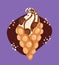 Vector illustration Hong Kong waffle. Bubble wafer with chocolate sandwich cookies and caramel sauce.