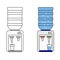 Vector illustration of hot and cold drinking water dispenser, with mineral water bottle on top