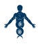 Vector illustration of human, athlete depicted as DNA strands co